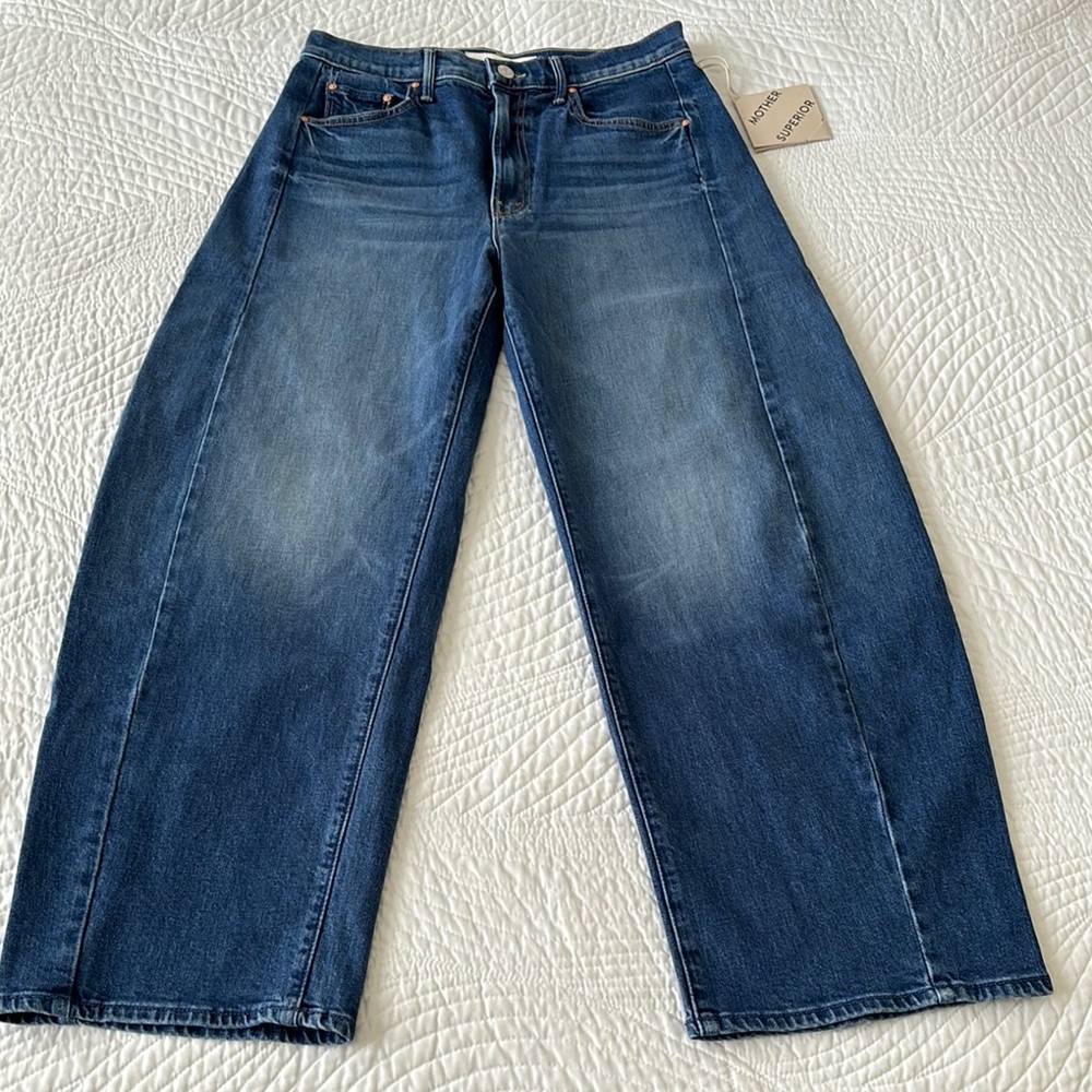 * sold * MOTHER NWT Full Pipe Flood It’s a Small World Jeans size 26 high waist - Picture 3 of 16